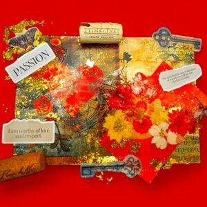 A whimsical mixed-media collage with inspiration.